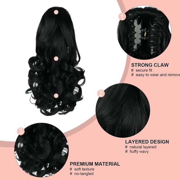 Clip on Ponytail Extension Curly Wavy Synthetic 12\